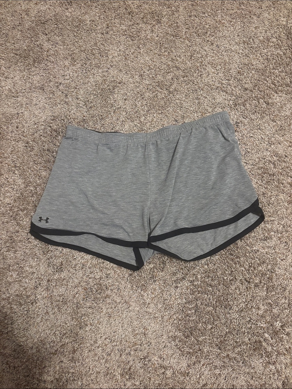 Under Armour Women's Grey Athletic Shorts with Black Trim Accent